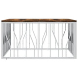 Coffee Table Silver Stainless Steel and Solid Wood Reclaimed 350069