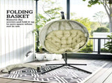 Hanging Egg Chair Outdoor Indoor Garden Swing Chair with Folding Basket, Garden Hanging Chair with T3398P328506