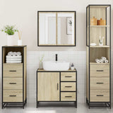 ZNTS 4 Piece Bathroom Furniture Set Sonoma Oak Engineered Wood 3301256