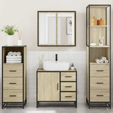 4 Piece Bathroom Furniture Set Sonoma Oak Engineered Wood 3301256