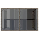 Garden Table with Glass Top Grey 110x68x70 cm Poly Rattan 366352