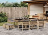 11 Piece Garden Dining Set with Cushions Mix Beige Poly Rattan 3211512