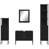 4 Piece Bathroom Cabinet Set Black Engineered Wood 3214359