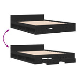 Bed Frame with Drawers without Mattress Black 120x190 cm Small Double 3280777