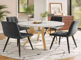Modern and sleek round marble dining table , X-shaped coffee table with metal support, N639P264482G