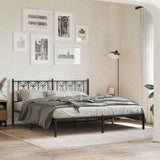 Metal Bed Frame without Mattress with Headboard Black 183x213cm 376133