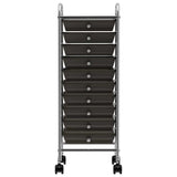 10-Drawer Mobile Storage Trolley Black Plastic 320402