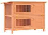 Outdoor Rabbit Hutch Small Animal House Pet Cage 4 Doors Wood 170159