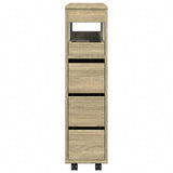 Narrow Bathroom Cabinet with Wheels Sonoma Oak Engineered Wood 855270