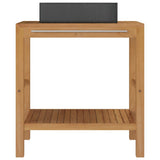 Bathroom Vanity Cabinet Solid Teak with Sink Marble Black 3058159