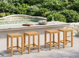 Bar Stool 4 pcs Natural Solid Teak Wood 42030010