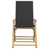 4 Piece Folding Reclining Chairs with Dark Grey Cushions Bamboo 3208929