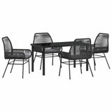 Garden Dining Set with Cushion 5 pcs Black Poly Rattan 3380871