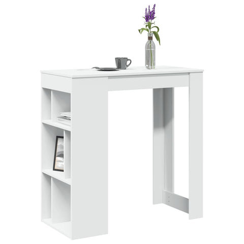 ZNTS Bar Table with Racks White 102x50x103.5 cm Engineered Wood 854355