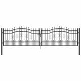 Fence Gate KAMPEN with Spear Top Black 394.5x100 cm Steel 151100