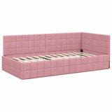 Corner Bed Frame with Headboard Pink 100 cm x 200 cm Velvet 42016401