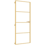 Interior Door Slim Golden 83x201.5 cm Tempered Glass and Aluminium 155137