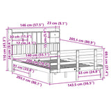 ZNTS Bookcase Bed without Mattress Wax Brown 140x200 cm Solid Wood Pine 3322814