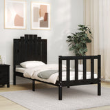 Bed Frame without Mattress Black Small Single Solid Wood Pine 3192260