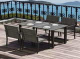 Outdoor Dining Set 5 Pieces Patio Conservatory with Tempered Glass Tabletop,4 Dining Chairs - Grey T3398P325285