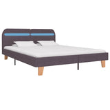 Bed Frame with LED without Mattress Taupe Fabric 150x200 cm King Size 281094