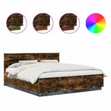 Bed Frame Smoked Oak 200 x 200 cm Engineered Wood 3408044