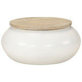 Coffee Table White 51x51x27 cm Solid Wood Mango 352052