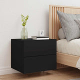 Wall-mounted Bedside Cabinet Black Engineered wood Standard 836814