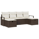 Sofa Set with Cushion Manual 6 pcs Brown and Cream Poly Rattan 3359217
