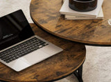 Set of Two Wood-Effect Stacking Tables - Rustic Brown T3398P423512