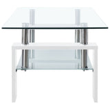 Coffee Table White and Transparent 95x55x40 cm Tempered Glass 330304