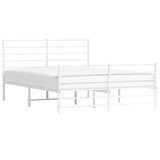 Metal Bed Frame without Mattress with Footboard White 140x190cm 352386