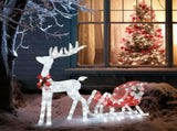 4ft Lighted Christmas Reindeer & Sleigh Outdoor Yard Decoration Set with LED Lights, Red & White 74771005