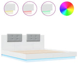 Bed Frame with LED without Mattress White 180x200 cm Super King 3209989