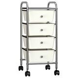 4-Drawer Mobile Storage Trolley White Plastic 320399