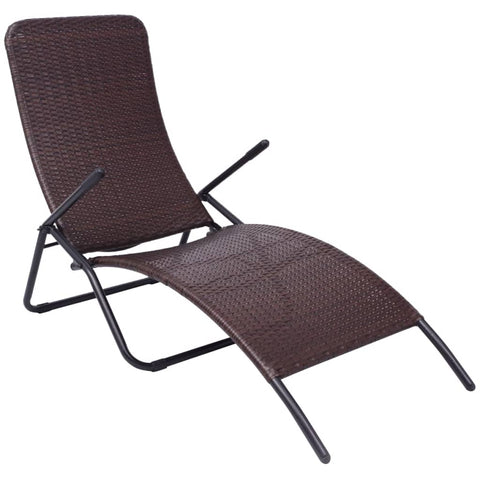 Folding Sun Lounger Poly Rattan Brown 42945