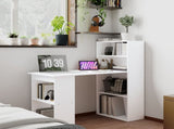 120cm Computer Desk, Wooden PC Laptop Table with 6-Tier Storage Bookshelves, Home Office Working T3398P329475