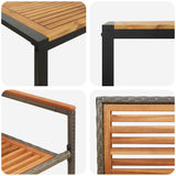 Garden Dining Set 5 pcs Grey and Wood Poly Rattan 3365473