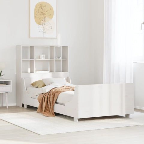ZNTS Bookcase Bed without Mattress White 75x190 cm Small Single Solid Wood 3323831