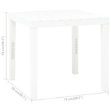 Garden Table White 78x78x72 cm Plastic 48783