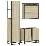 ZNTS 3 Piece Bathroom Furniture Set Sonoma Oak Engineered Wood 3301176