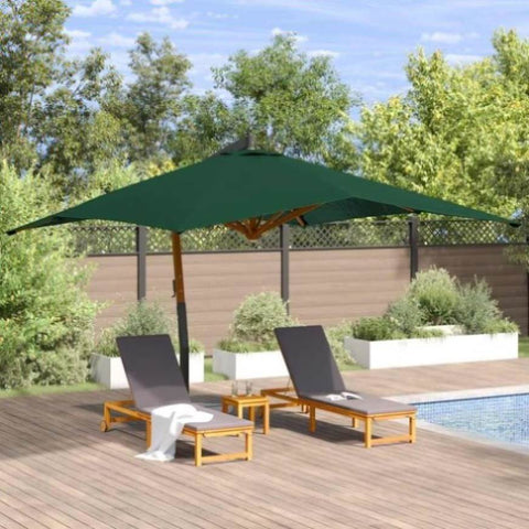 Cantilever Garden Parasol with Wooden Pole 400x300 cm Green 318428