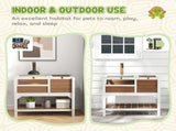 Wooden Tortoise House, with Shelter, Run, Shelf, Lamp Holder, Tray - Brown T3398P350000