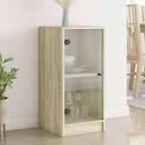 Side Cabinet with Glass Doors Sonoma Oak 35x37x75.5 cm 836401