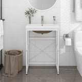 Washbasin Frame With Basin White Ceramic Standard Modern 3101386