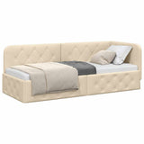 Corner Bed Frame with Headboard Cream 80 x 200 cm Fabric 42016485