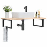 Basin Shelf Wall Mounted Steel and Solid Wood Oak 3302385