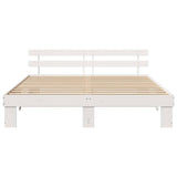 Bed Frame with Headboard White 200 x 200 cm Solid Pine Wood 3382290