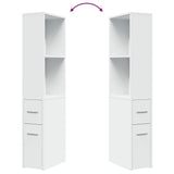 Narrow Bathroom Cupboard with Wheels White Engineered Wood 855295
