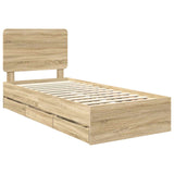 Bed Frame with Drawer Sonoma Oak 90 x 200 cm Engineer Wood 3412632